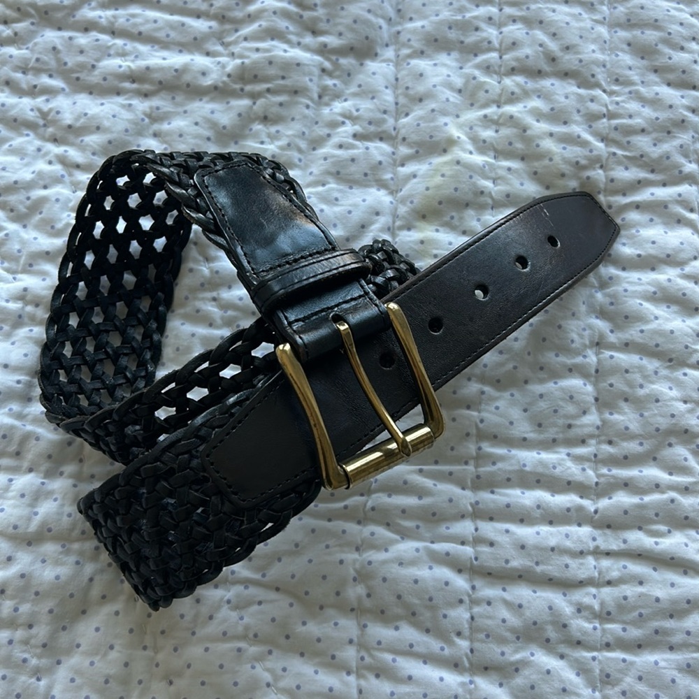 Dark brown Talbots belt with bronze buckle